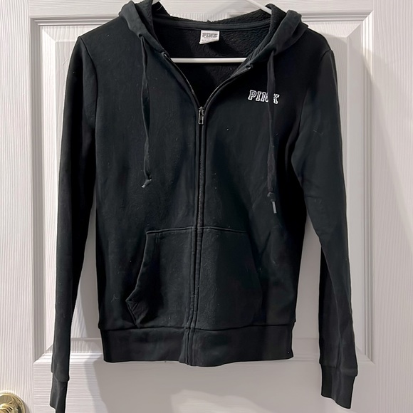 Pink Victoria’s Secret Black Full Zip Up Sweater XS - Picture 1 of 4